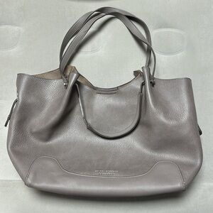 SONDRA ROBERTS Squared Gray Vegan Leather Double Handle Large Hobo Shoulder Bag